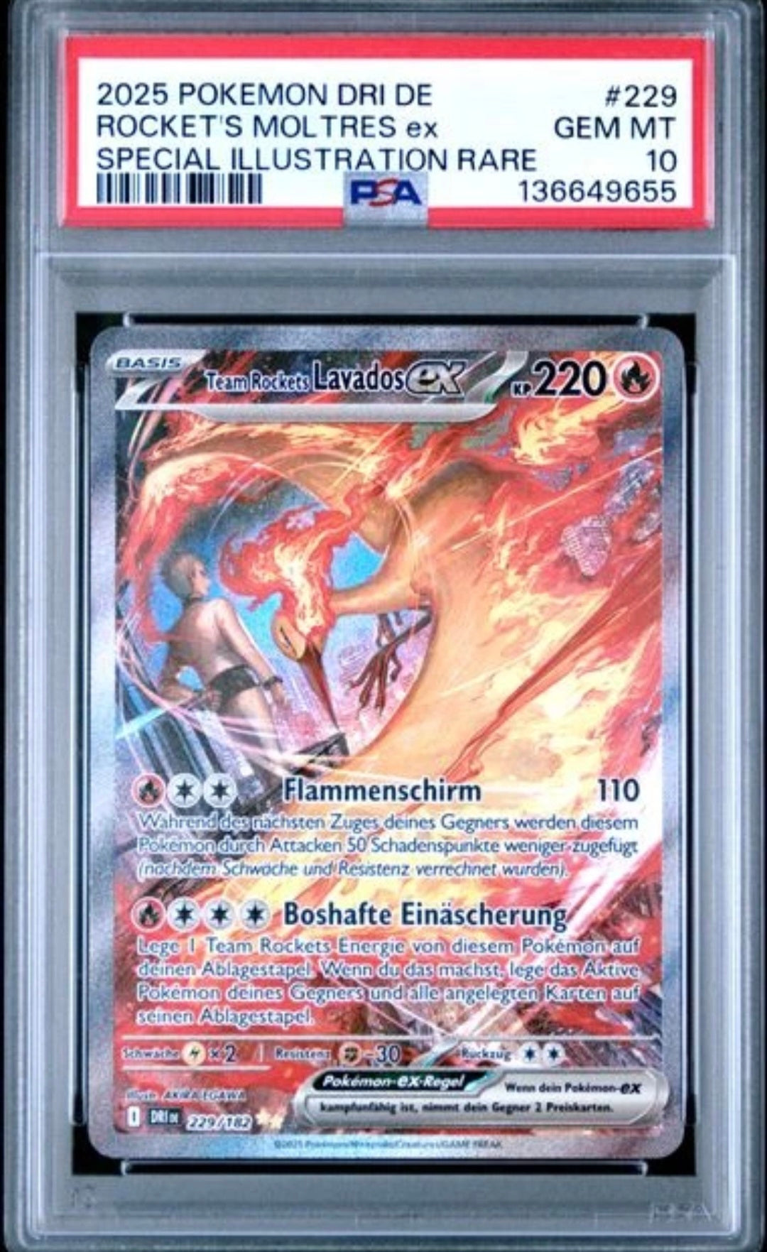POKEMON TEAM ROCKETS LAVADOS / MOLTRES EX DRI 229 SIR GRADED PSA 10 GEM MINT gegradet