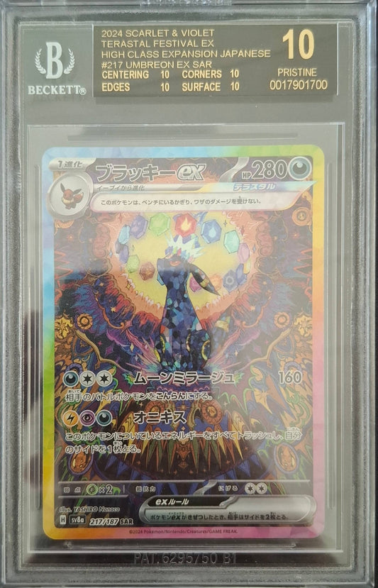 Pokemon Umbreon Ex Sar 2024 Scarlet & Violet Terastal Festival Ex gegradet Japanese #217 BGS 10 Black Label