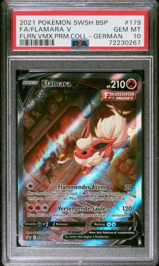 Pokemon Flamara V Deutsch SWSH179 Promo PSA 10 Gem Mint gegradet