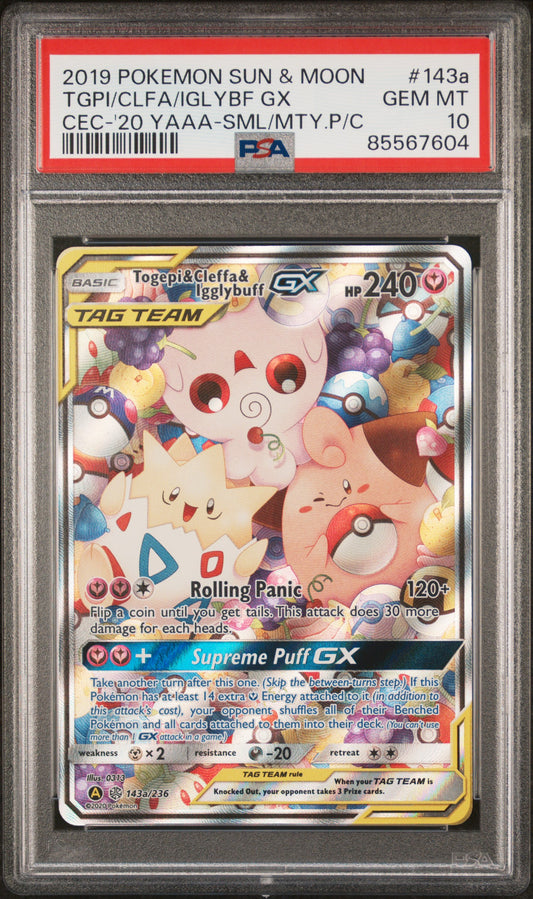 2019 POKEMON SUN & MOON COSMIC ECLIPSE #143a TGPI/CLFA/IGLYBF PSA 10 gegradet
