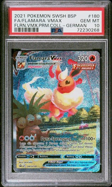 Pokemon Flamara Vmax 180 PSA 10 gegradet Deutsch SWSH FA 2021 MINT