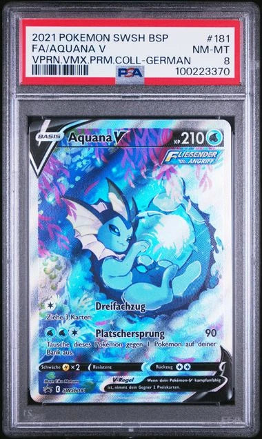 FA/AQUANA V VPRN.VMX.PRM.COLL-GER POKEMON SWSH BLACK STAR PROMO 2021 181 PSA 8 gegradet